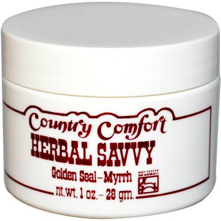 Herbal Savvy, Golden Seal-Myrrh, 1 oz (28 g) by Country Comfort-Bad, Skönhet, Psoriasis Och Eksem, Psoriasis, Hälsa, Skador Brännskador