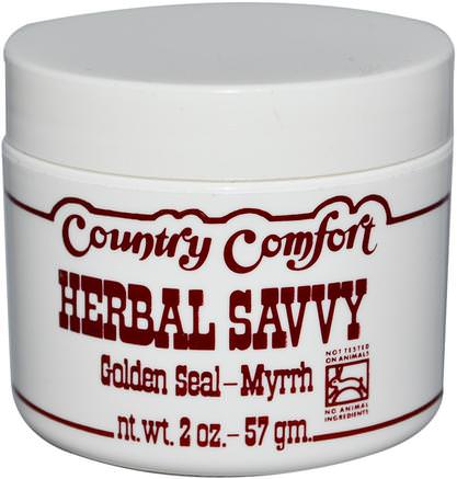 Herbal Savvy, Golden Seal-Myrrh, 2 oz (57 g) by Country Comfort-Bad, Skönhet, Psoriasis Och Eksem, Psoriasis, Hälsa, Skador Brännskador