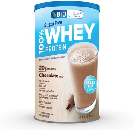 BioChem, 100% Whey Protein, Sugar Free, Chocolate Flavor, 12.5 oz (355 g) by Country Life-Kosttillskott, Vassleprotein, Vassleprotein Odenaturerad