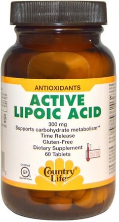 Active Lipoic Acid, 300 mg, 60 Tablets by Country Life-Kosttillskott, Antioxidanter, Alfa Lipoinsyra