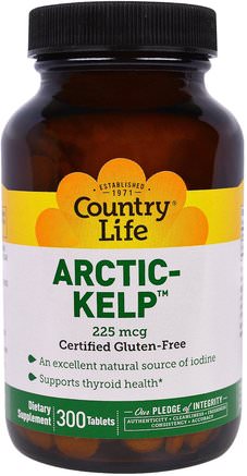 Artic-Kelp, 225 mcg, 300 Tablets by Country Life-Kosttillskott, Alger Olika, Kelp, Mineraler