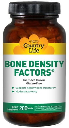 Bone Density Factors, Includes Boron, 200 Tablets by Country Life-Kosttillskott, Mineraler, Bor