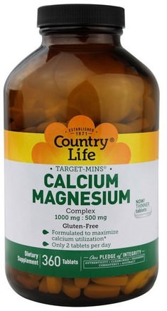 Target-Mins, Calcium-Magnesium Complex, 360 Tablets by Country Life-Kosttillskott, Mineraler, Kalcium Och Magnesium