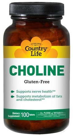Choline, 100 Tablets by Country Life-Vitaminer, Kolin