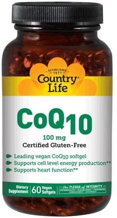 CoQ10, 100 mg, 120 Vegan Softgels by Country Life-Kosttillskott, Koenzym Q10, Coq10