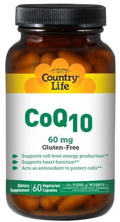 CoQ10, 60 mg, 60 Veggie Caps by Country Life-Kosttillskott, Koenzym Q10, Coq10 60 Mg