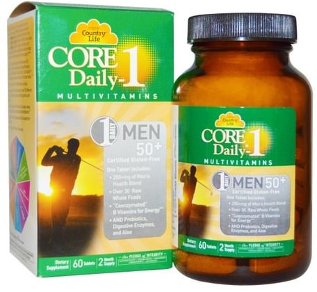 Core Daily-1, Multivitamins, Men 50+, 60 Tablets by Country Life-Vitaminer, Män Multivitaminer