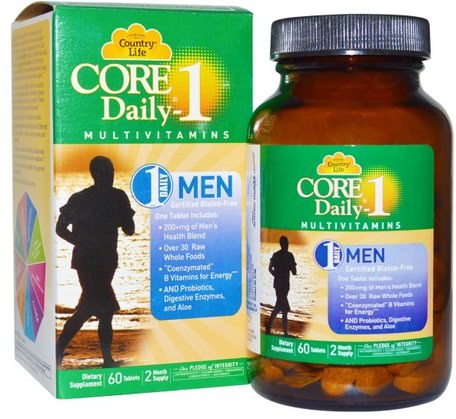 Core Daily-1 Multivitamins, Men, 60 Tablets by Country Life-Vitaminer, Män Multivitaminer