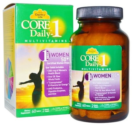 Core Daily-1 Multivitamins, Women 50+, 60 Tablets by Country Life-Vitaminer, Kvinnor Multivitaminer