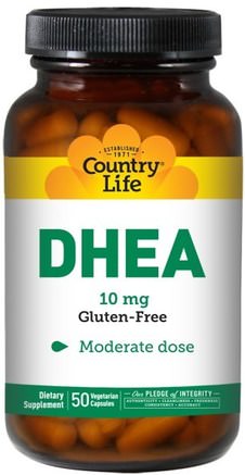 DHEA, 10 mg, 50 Vegetarian Capsules by Country Life-Kosttillskott, Dhea Biochem