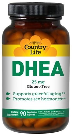 DHEA, 25 mg, 90 Vegetarian Capsules by Country Life-Kosttillskott, Dhea Biochem