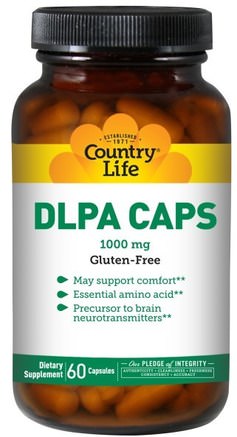DLPA Caps, 1000 mg, 60 Capsules by Country Life-Kosttillskott, Aminosyror, Dl Fenylalanin (Dlpa)