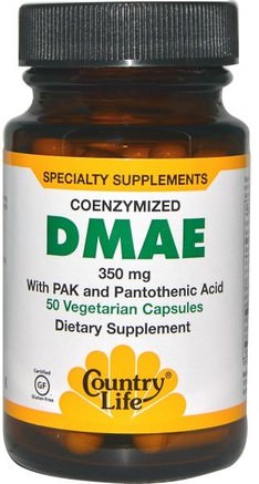 DMAE, Coenzymized, 350 mg, 50 Veggie Caps by Country Life-Kosttillskott, Dmae Vätskor Och Flikar
