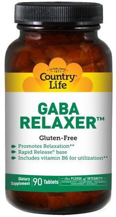 GABA Relaxer, 90 Tablets by Country Life-Kosttillskott, Aminosyror, Gaba (Gammaaminosmörsyra)
