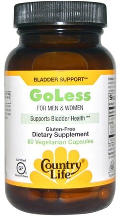 Go Less, for Men & Women, Supports Bladder Health, 60 Veggie Caps by Country Life-Hälsa, Blåsan