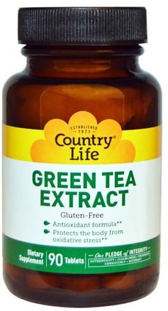 Green Tea Extract, 90 Tablets by Country Life-Kosttillskott, Antioxidanter, Grönt Te