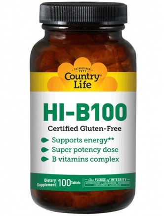 HI-B100, 100 Tablets by Country Life-Vitaminer, Vitamin B-Komplex