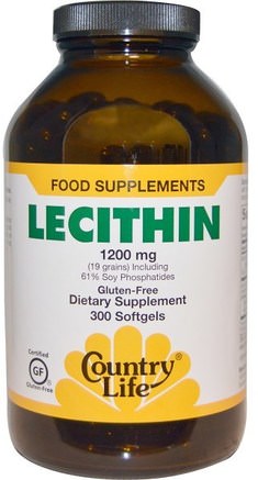 Lecithin, 1200 mg, 300 Softgels by Country Life-Kosttillskott, Lecitin
