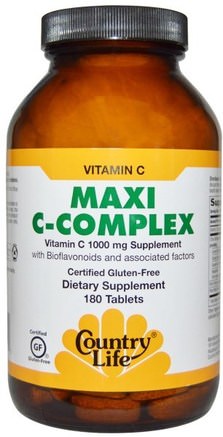 Maxi C-Complex, 180 Tablets by Country Life-Vitaminer, Vitamin C