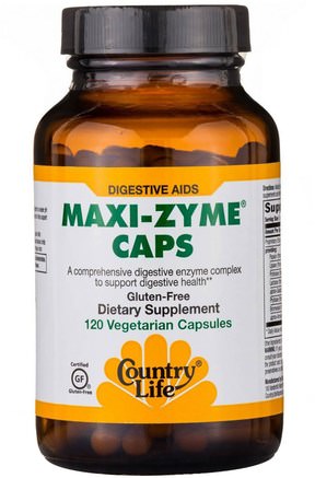 Maxi-Zyme Caps, 120 Vegetarian Capsules by Country Life-Kosttillskott, Matsmältningsenzymer