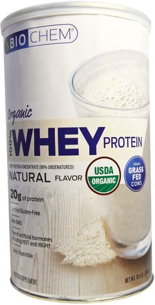 BioChem, Organic 100% Whey Protein, Natural Flavor, 10.5 oz (300 g) by Country Life-Kosttillskott, Vassleprotein