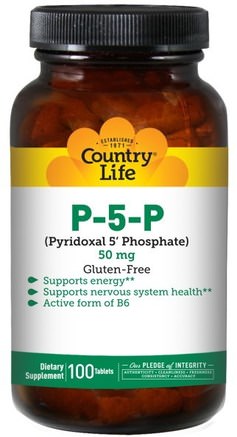 P-5-P (Pyridoxal 5 Phosphate), 50 mg, 100 Tablets by Country Life-Vitaminer, B6-Pyridoxin, P5p (Pyridoxalfosfat)