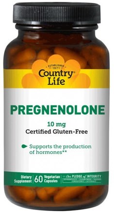 Pregnenolone, 10 mg, 60 Veggie Caps by Country Life-Kosttillskott, Pregnenolon