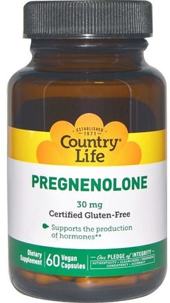 Pregnenolone, 30 mg, 60 Veggie Caps by Country Life-Kosttillskott, Pregnenolon 30 Mg