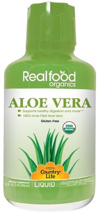 Realfood Organics, Aloe Vera Liquid, 32 fl oz (944 ml) by Country Life-Kosttillskott, Aloe Vera, Aloe Vera Flytande