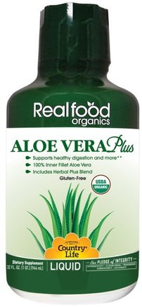 Realfood Organics, Aloe Vera Plus, 32 fl oz (944 ml) by Country Life-Kosttillskott, Aloe Vera, Aloe Vera Flytande, Mat, Kaffe Te Och Drycker, Fruktjuicer