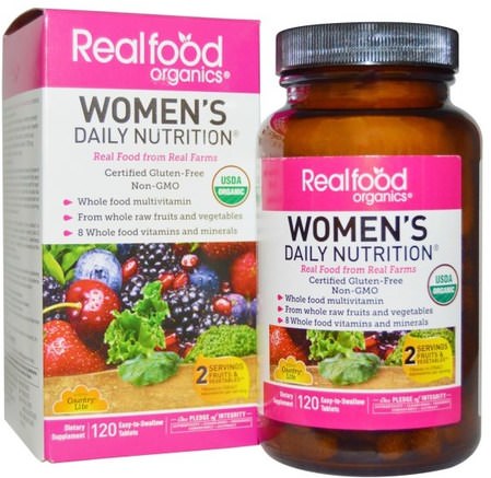 RealFood Organics, Womens Daily Nutrition, 120 Tablets by Country Life-Vitaminer, Kvinnor Multivitaminer