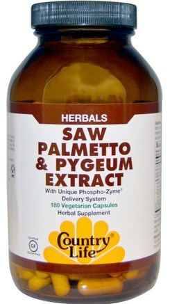 Saw Palmetto & Pygeum Extract, 180 Vegetarian Capsules by Country Life-Hälsa, Män