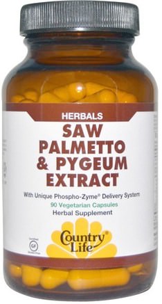 Saw Palmetto & Pygeum Extract, 90 Vegetarian Capsules by Country Life-Hälsa, Män, Pygeum
