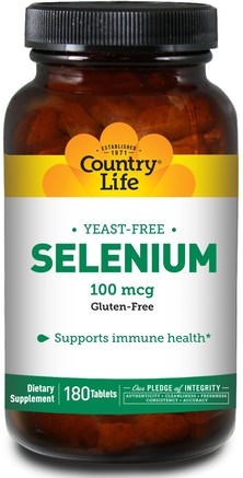 Selenium, 100 mcg, 180 Tablets by Country Life-Kosttillskott, Antioxidanter, Selen