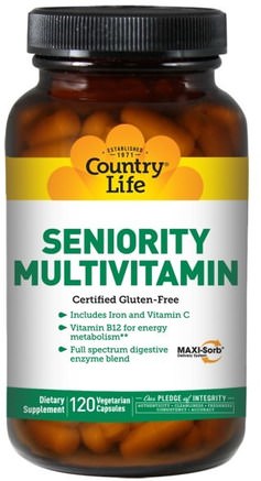 Seniority Multivitamin, 120 Veggie Caps by Country Life-Vitaminer, Multivitaminer - Seniorer