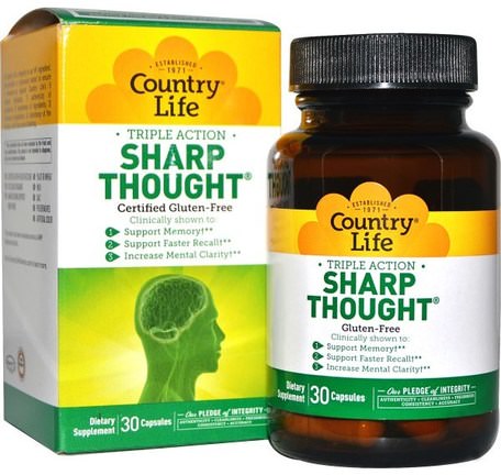 SharpThought, 30 Capsules by Country Life-Hälsa, Uppmärksamhet Underskott Störning, Lägg Till, Adhd, Hjärna