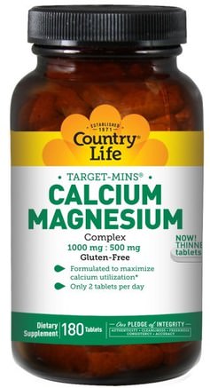 Target-Mins, Calcium-Magnesium Complex, 180 Tablets by Country Life-Kosttillskott, Mineraler, Kalcium Och Magnesium