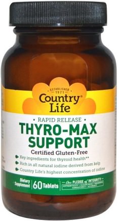 Thyro-Max Support, 60 Tablets by Country Life-Hälsa, Sköldkörtel, Kosttillskott, Mineraler, Jod
