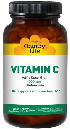 Vitamin C, 500 mg, 250 Tablets by Country Life-Vitaminer, Vitamin C