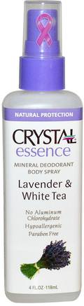 Crystal Essence, Mineral Deodorant Body Spray, Lavender & White Tea, 4 fl oz (118 ml) by Crystal Body Deodorant-Bad, Skönhet, Deodorant Spray, Deodoranta Kvinnor