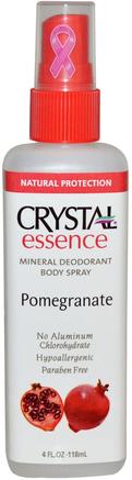 Crystal Essence, Mineral Deodorant Body Spray, Pomegranate, 4 fl oz (118 ml) by Crystal Body Deodorant-Bad, Skönhet, Deodorant Spray, Deodoranta Kvinnor