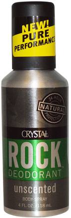 Rock Deodorant, Body Spray, Unscented, 4 fl oz (118 ml) by Crystal Body Deodorant-Bad, Skönhet, Deodorantspray, Deodorant