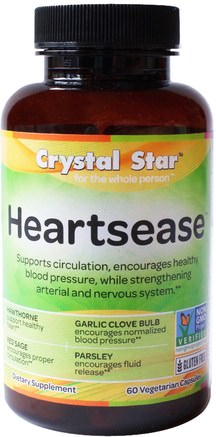 Heartsease, 60 Veggie Caps by Crystal Star-Hälsa, Blodtryck