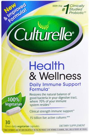 Health & Wellness, Daily Immune Support Formula, 30 Veggie Caps by Culturelle-Kosttillskott, Probiotika, Stabiliserade Probiotika