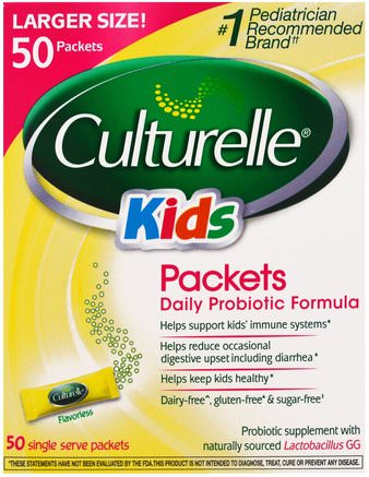 Kids, Packets, Daily Probiotic Formula, 50 Single Serve Packets by Culturelle-Kosttillskott, Probiotika, Probiotika För Barn, Stabiliserade Probiotika