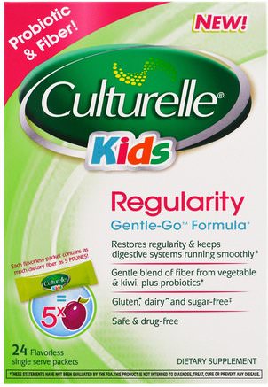 Kids, Regularity, Gentle-Go Formula, 24 Flavorless Single Serve Packets by Culturelle-Kosttillskott, Probiotika, Probiotika För Barn