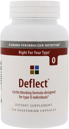 Deflect, Lectin Blocking Formula, The Blood Type Diet 0, 120 Veggie Caps by Dadamo-Hälsa, Dadamo Personlig Näring Blodtyp, Diet