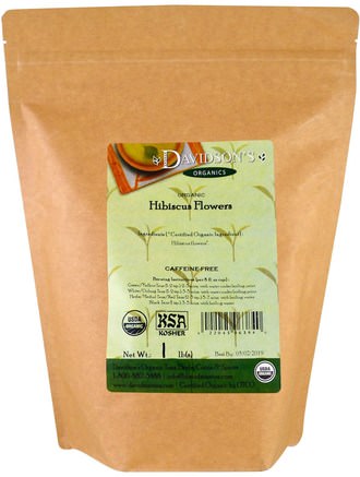 Organic Hibiscus Flowers Tea, Caffeine-Free, 1 lb by Davidsons Tea-Mat, Örtte, Örter