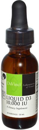 Liquid D3, 10.000 IU, 30 ml by DaVinci Laboratories of Vermont-Vitaminer, Vitamin D3, Vitamin D3 Vätska