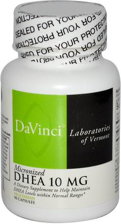 Micronized DHEA, 10 mg, 90 Capsules by DaVinci Laboratories of Vermont-Kosttillskott, Dhea